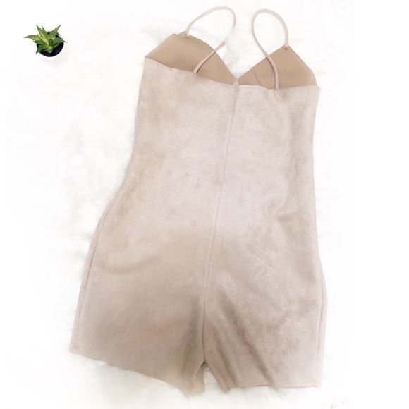 Zara W/B Collection Beige Tan Faux Suede Romper - Picture 3 of 4